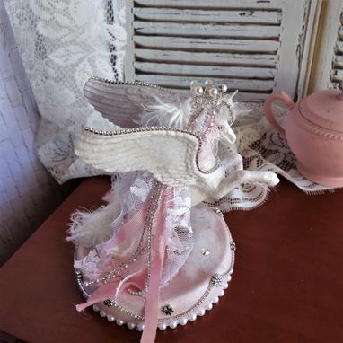 Custom Made Romantic Winged Unicorn Shabby Chic Pegacorn Statue