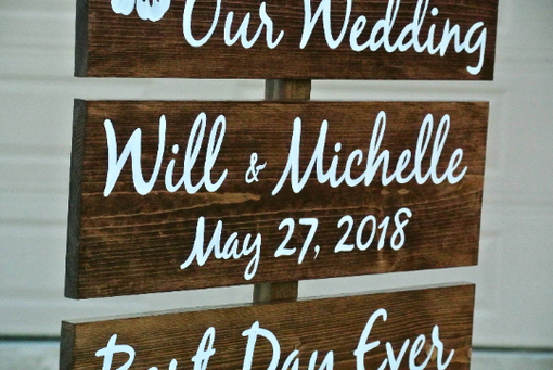 Custom Made Welcome Wedding Sign, Rustic Wood Decor Directional Signage