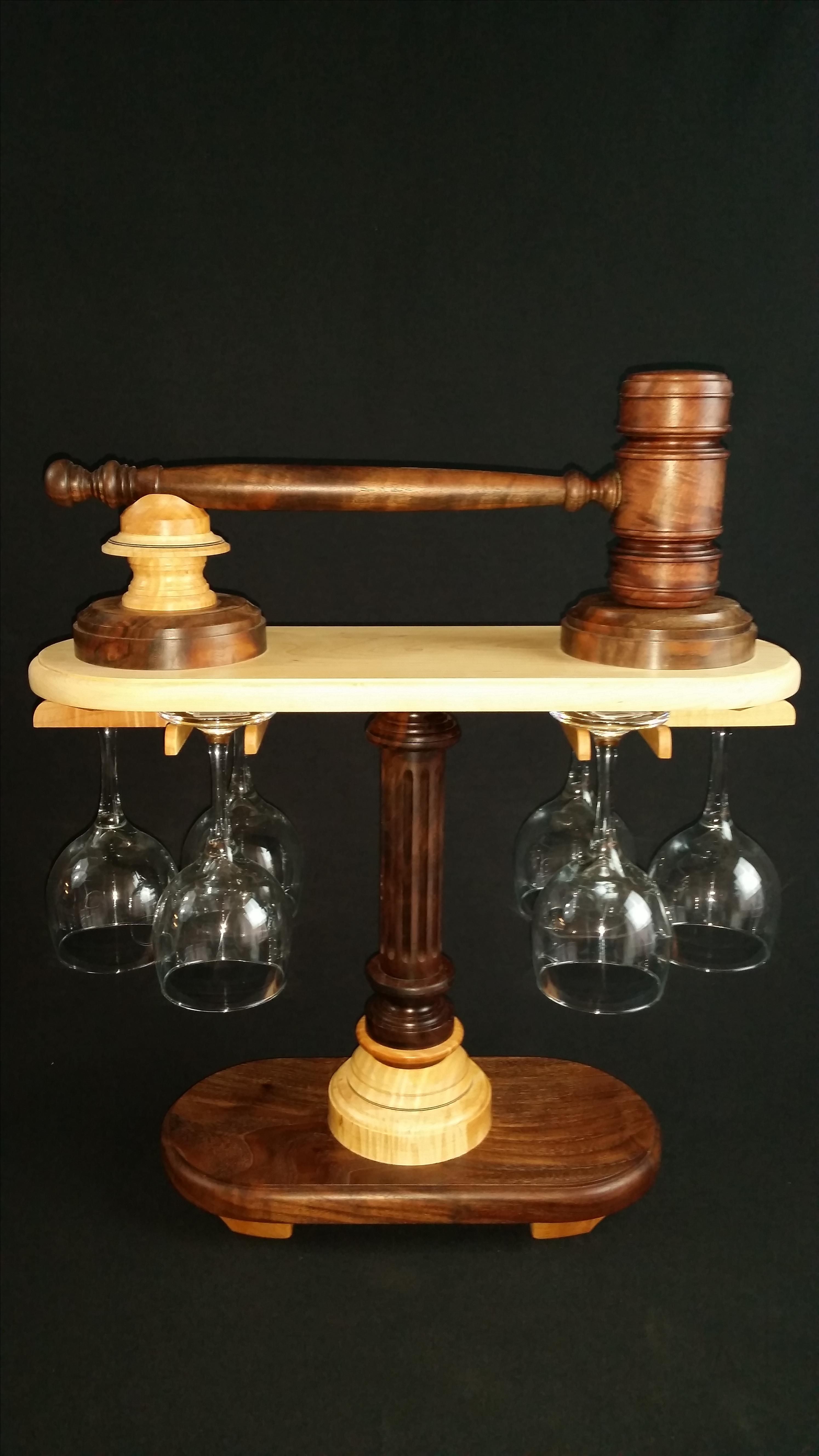 Hand Crafted The Art Of The Gavel And Wine Glass Holder by Vineyard