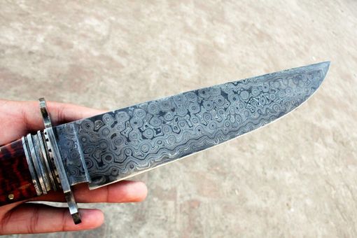 Custom Made Damascus Steel Bowie Hunting Knife 16