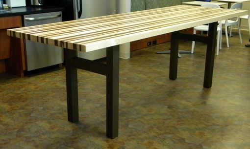 Custom Made Maple And Walnut Breakroom Counter Height Table