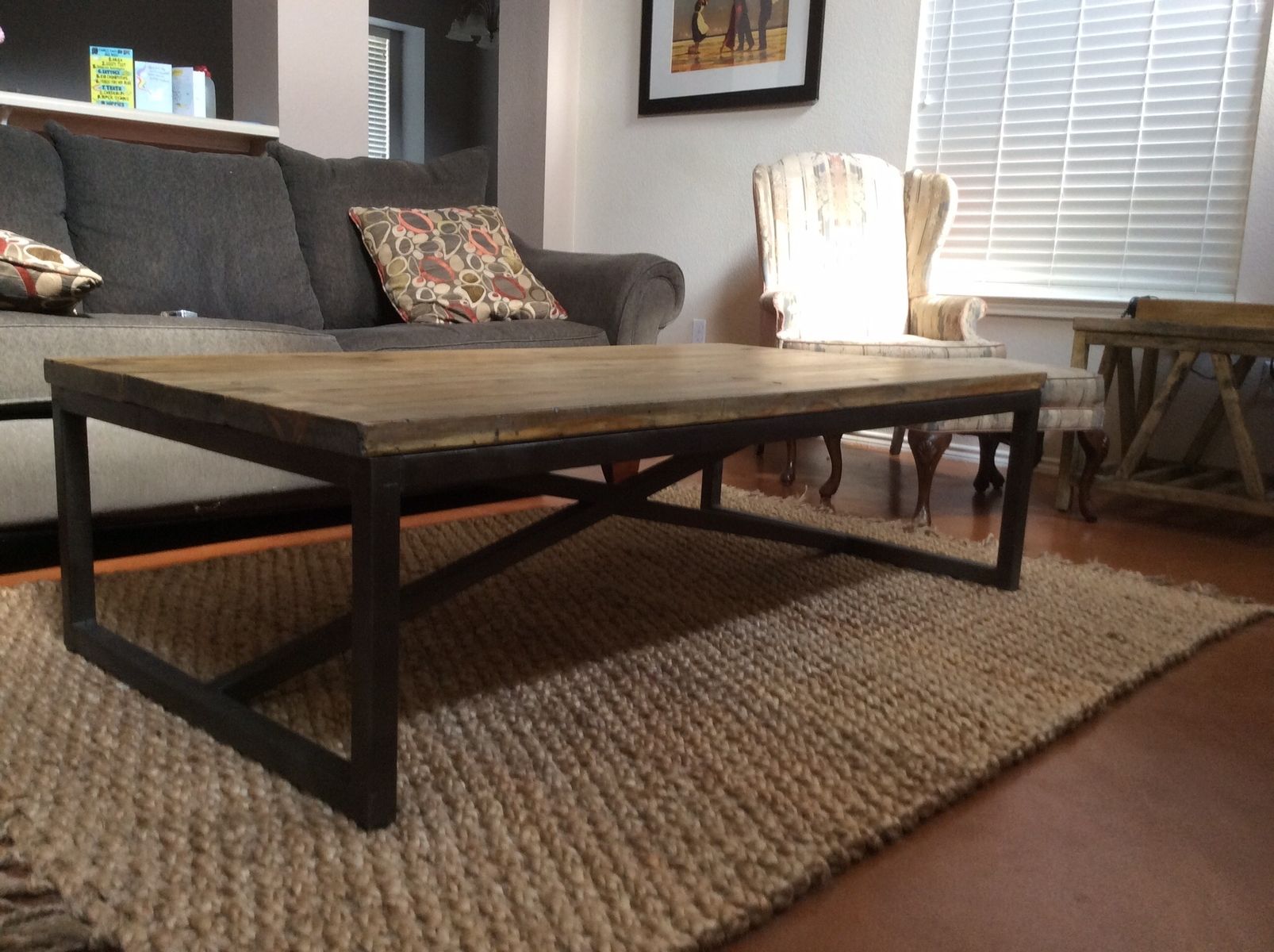 Handmade Rustic X Brace Coffee Table With Recycled Metal ...