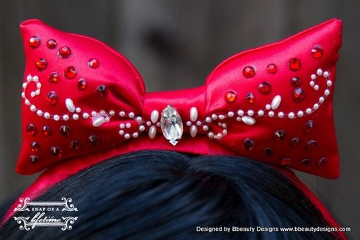 Custom Made Snow White Jeweled Princess Bow Headband And Couture Wig Custom Made