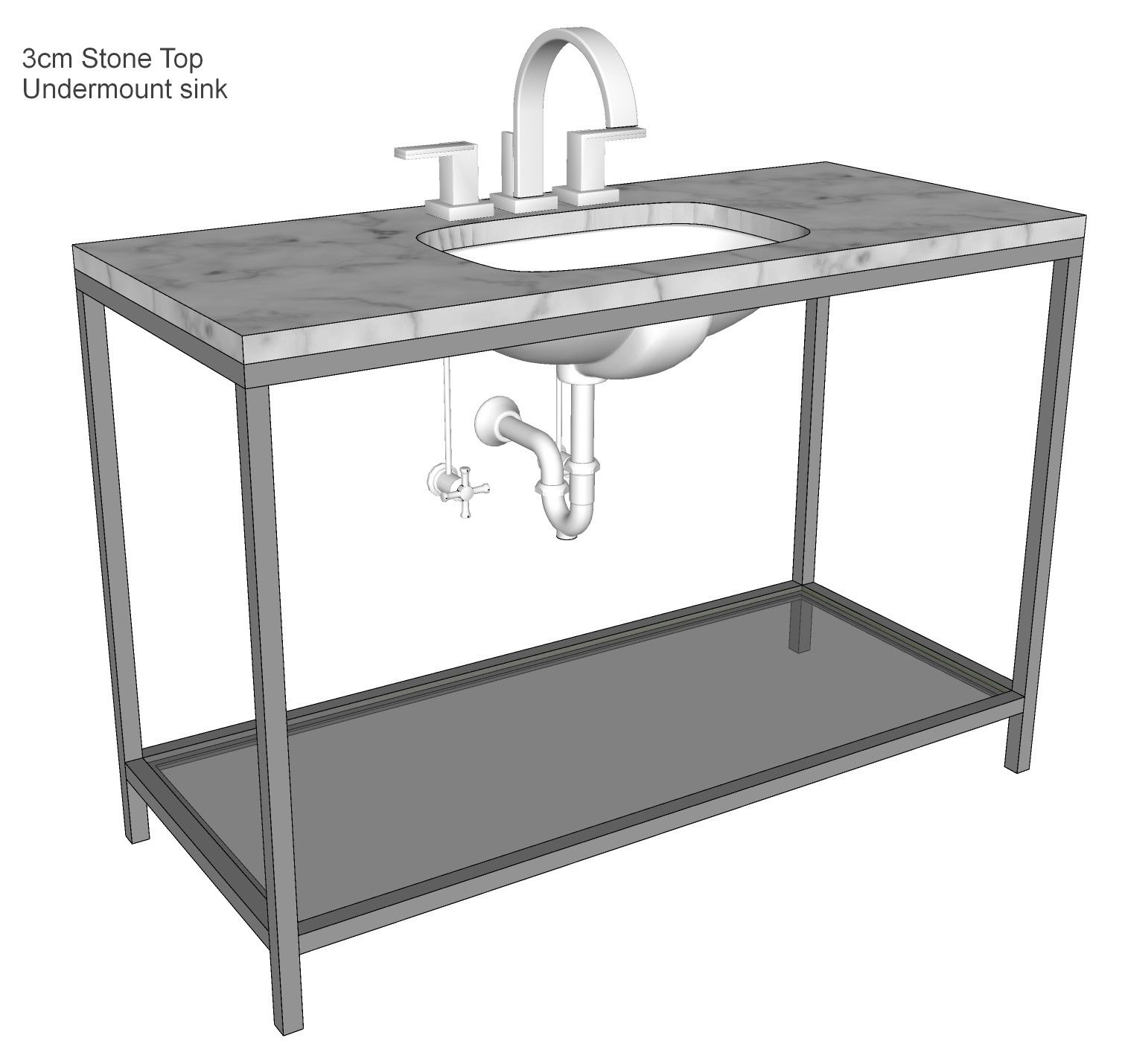 Hand Made Metal Bathroom Vanity Base (Emory) by Urban Ironcraft