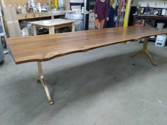 Hand Made Walnut Dining Table Live Edges 10 Feet Long 36 Inches