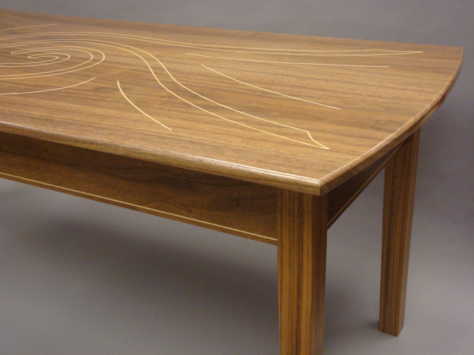 Custom Made Walnut Coffee Table With Maple Inlay by Sugarcreek