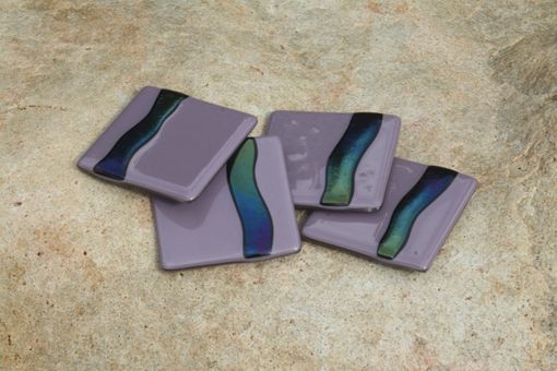 Custom Made Lilac Glass Coasters In Set Of 4