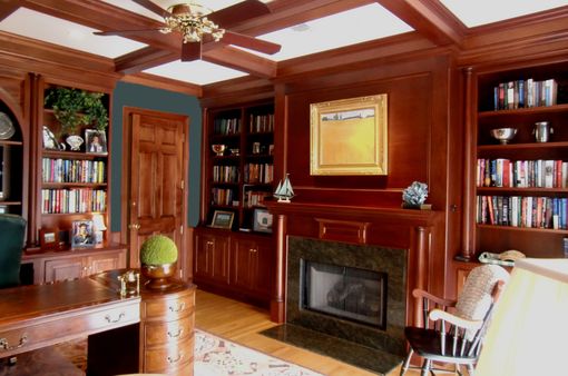 Custom Made Mahogany Study With Fireplace