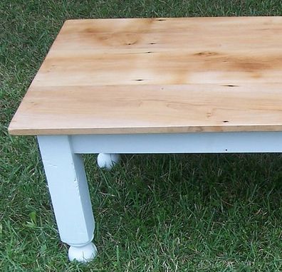 Custom Made Farm Style Coffee Table With Painted Base