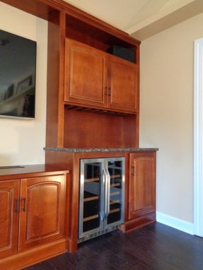 Custom Made Maple Media Cabinet Wall With Dry Bar