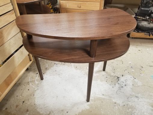 Custom Made Walnut Kidney Shaped Mid Century Style End Tables