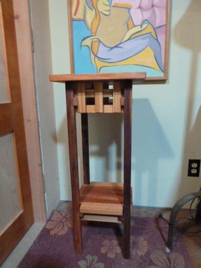 Custom Made Cedar & Mahogany End Table With Shelf