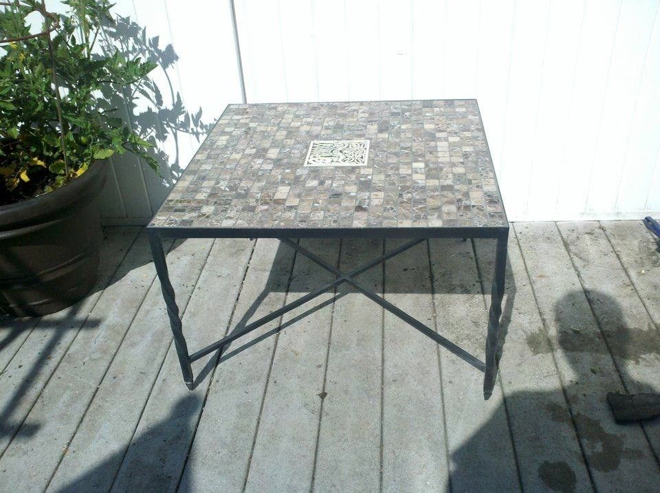 Custom Made Slate Tile Coffee Table by On The Level Welding
