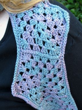 Custom Made Scarf, Pentagons, Blue Purple, Crochet, Vegan