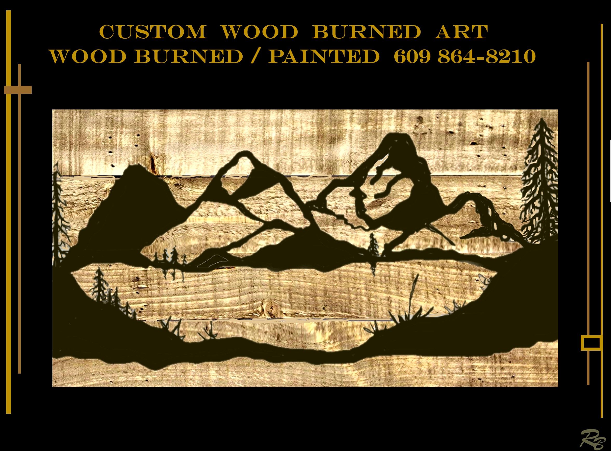 Custom Made Mountains, Mountains Art, Tree Art, Rustic, Art, Decor