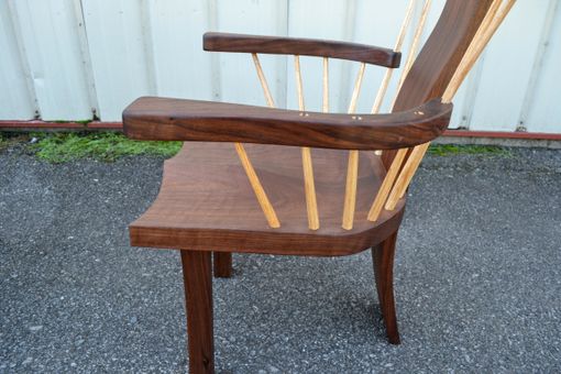 Custom Made Walnut Curved Back Spindle Armchair