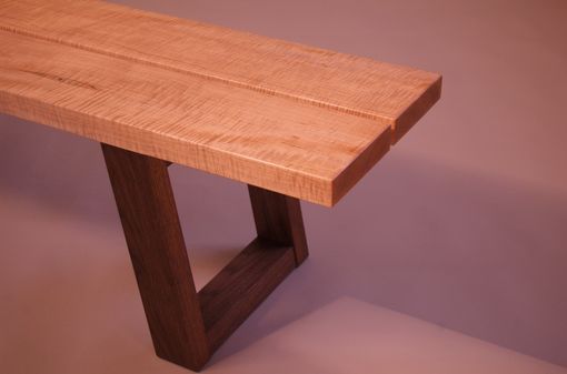 Custom Made Modern Coffee Table Bench In Curly Maple & Walnut