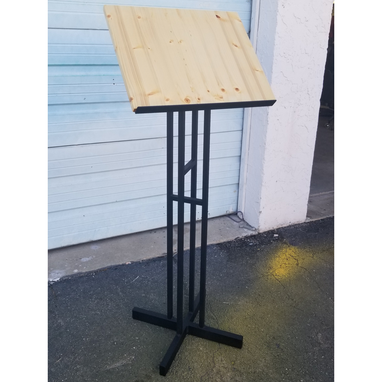 Custom Made Metal Frame And Wood Top Lecturn
