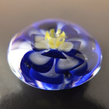 Custom Made Cobalt Blue Lotus Bead Button Handmade Lampwork Glass By Gemfox Sra Usa