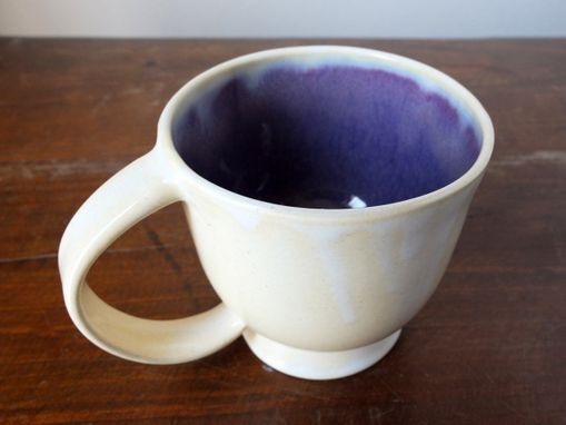 Custom Made Ivory Purple Coffee Mug By Gemfox Stoneware Ceramic Wheel Thrown Pottery Cup Sra Usa