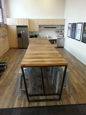 Custom Made Reclaimed Wood And Steel Industrial High Top Conference Table