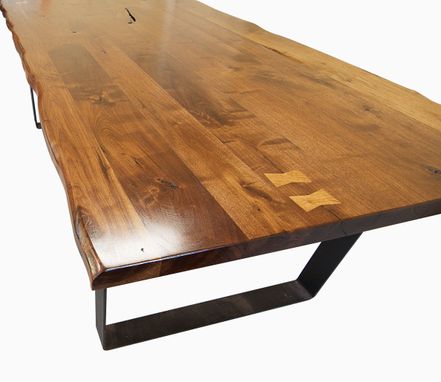 Custom Made Live Edge Walnut Dining Table With Flat Iron Legs, Walnut Natural Edge Look