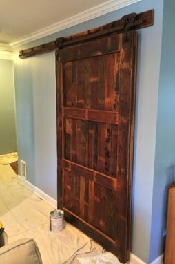 Custom Made Sliding Barn Door From Reclaimed Wormy Chestnut And Vintage Hardware