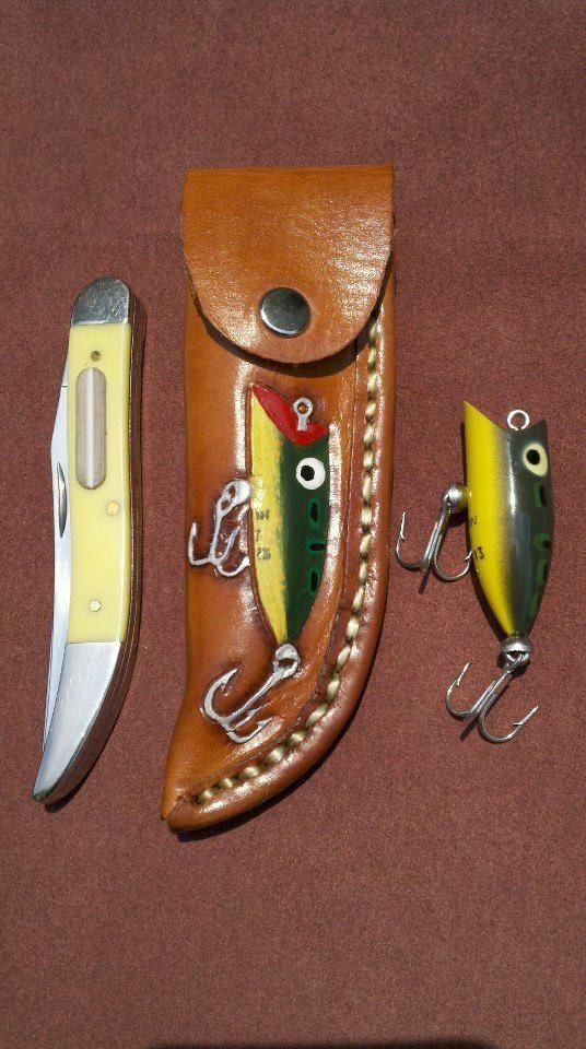 Hand Crafted Leather Fishing Knife Sheath by Alamo Custom Leather