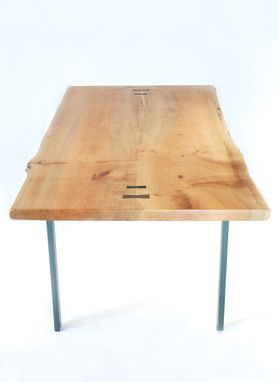 Custom Made Chama Desk Natural Edge Maple Slab And Steel