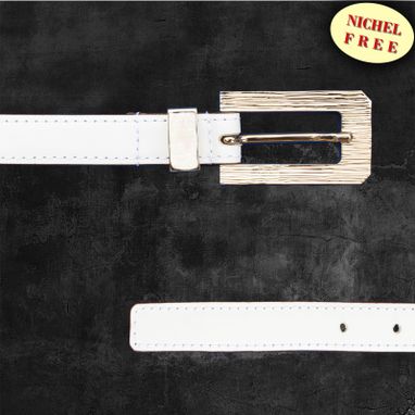 Custom Made Womens Slim Italian Leather Belt. Exclusive Belt Buckle Design. Vegetable Tanned Vachetta Leather