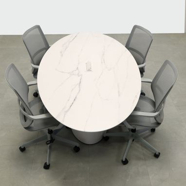 Custom Made Oval Shape Custom Conference Table, Engineered Stone Top - Aurora Meeting Table
