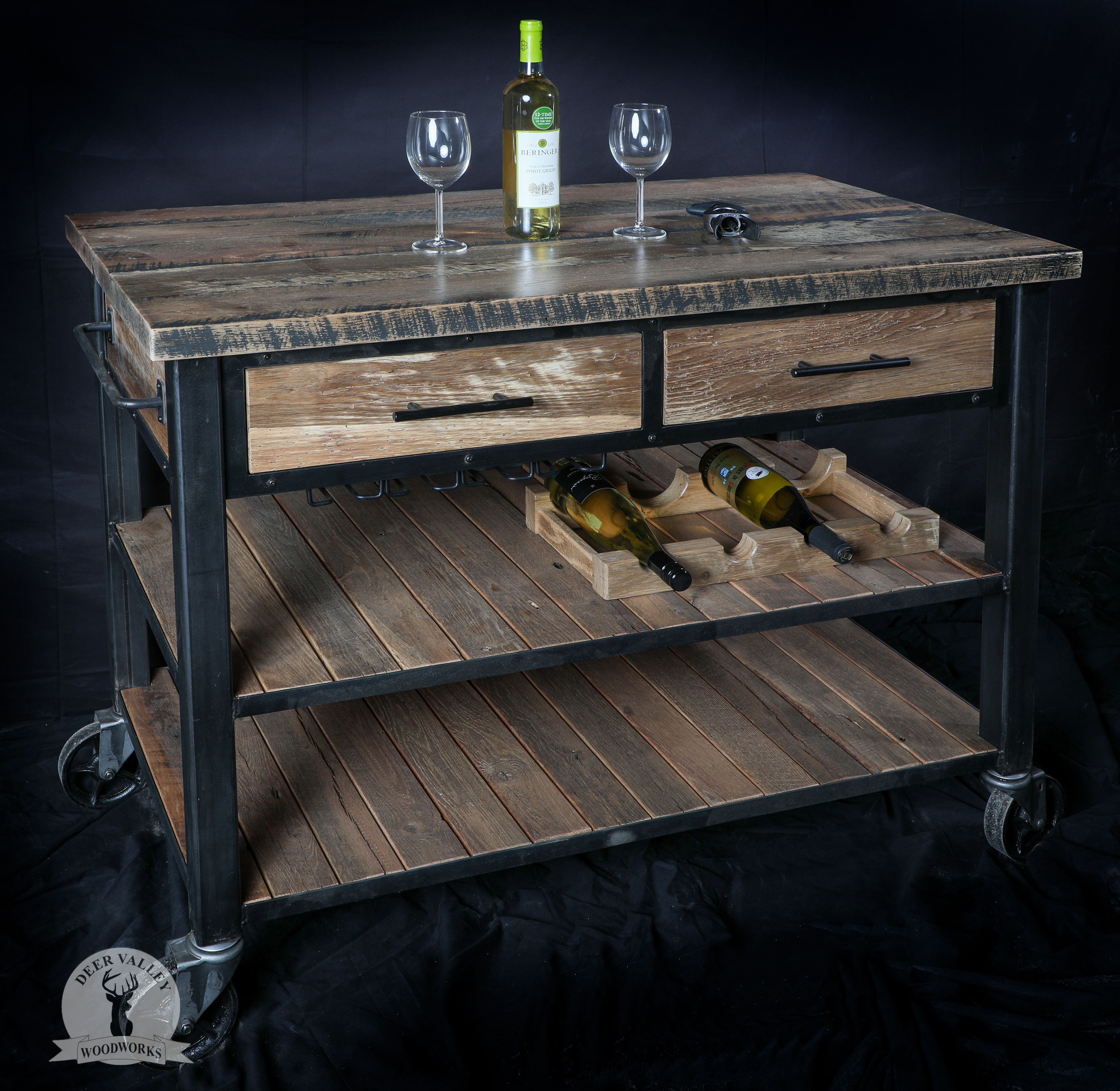 Buy Hand Made Reclaimed Wood Bar Cart, Rustic Kitchen Island, Beverage  Serving Cart, made to order from Deer Valley Woodworks