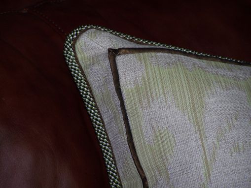 Custom Made Pillow,With Greeng And Brown Cord.Mint Fabric.