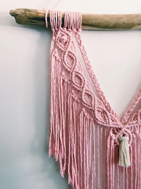 Custom Made Pink Crochet Macrame Tapestry Handmade Decoration, Home Decor