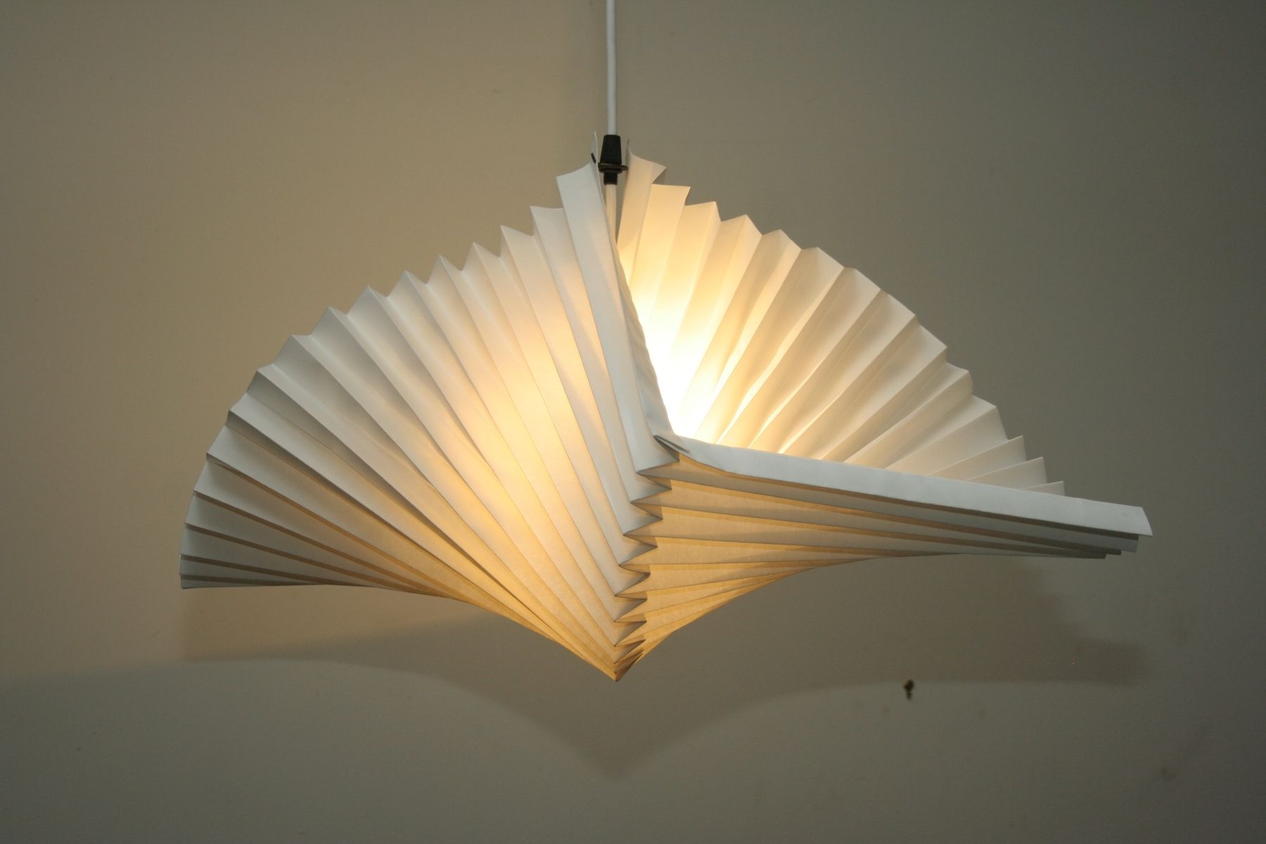 Custom Made Spiral Pleated Pendant Lamp by Peter Barnes