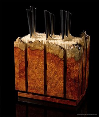 Custom Made Amboyna Burl Knife Block