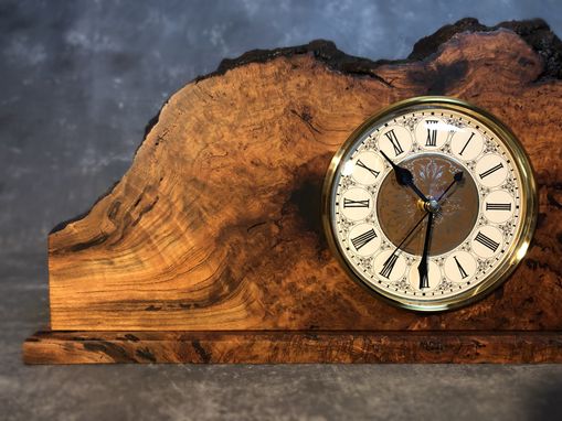 Custom Made Cherry Burl Mantle Clock – Live Edge, Rustic