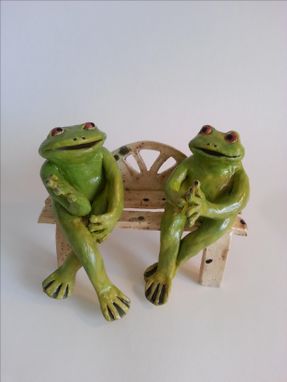 Custom Made Frogs On A Bench