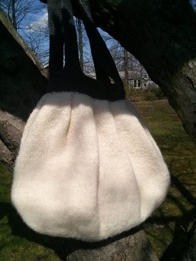 Custom Made Snowdrift Bag Handmade Felted Natural Wool In A Soft Pleated Design