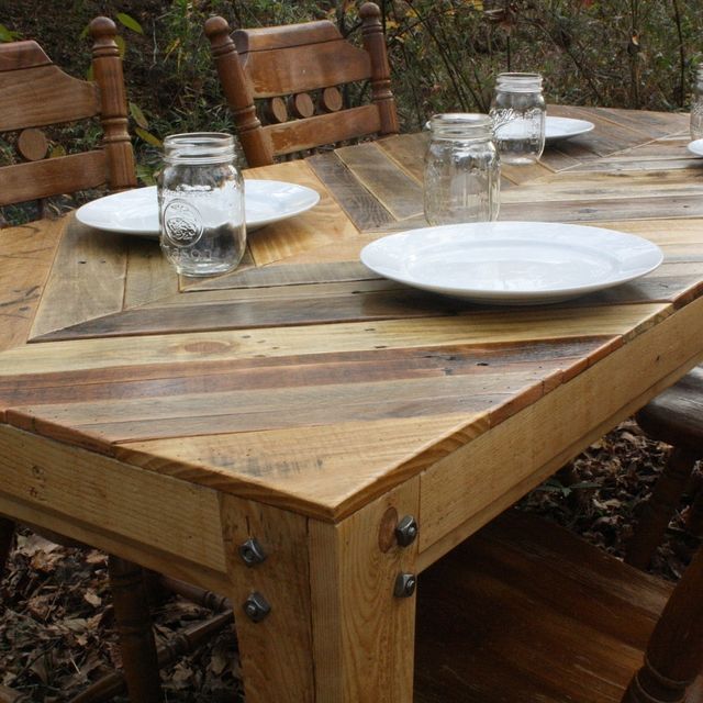 Easy Garden Furniture To Make custom gathering table (chevron style) pallet wood tablelittle Easy Garden Furniture To Make custom gathering table (chevron style) pallet wood tablelittle