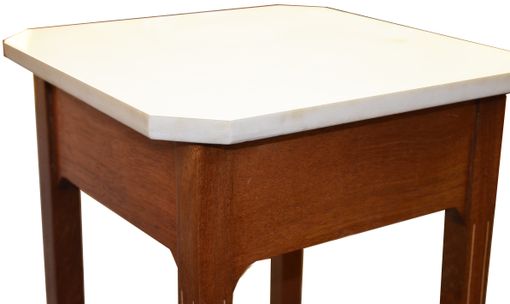 Custom Made Shaker Marble-Top Table Mahogany W/ Inlay