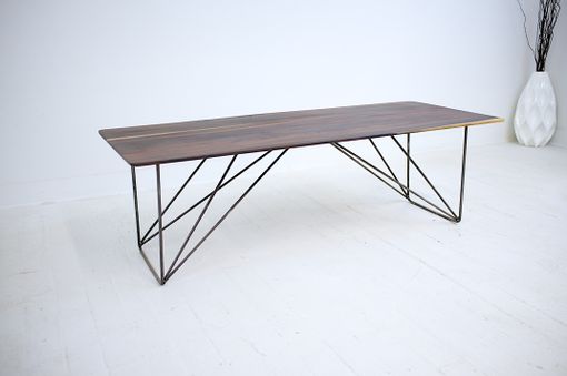 Custom Made Solid Rosewood & Geometric Steel Mid Century Modern Coffee Table