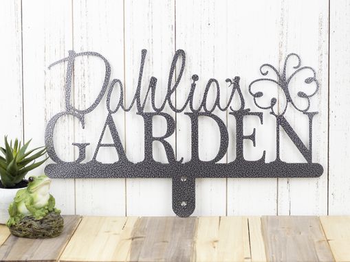 Custom Made Personalized Garden Metal Name Sign, Butterfly - Silver Vein Shown