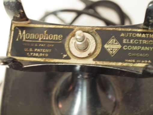 Custom Made Vintage Automatic Electric Company Monophone Telephone Black Commercial Hand Crank