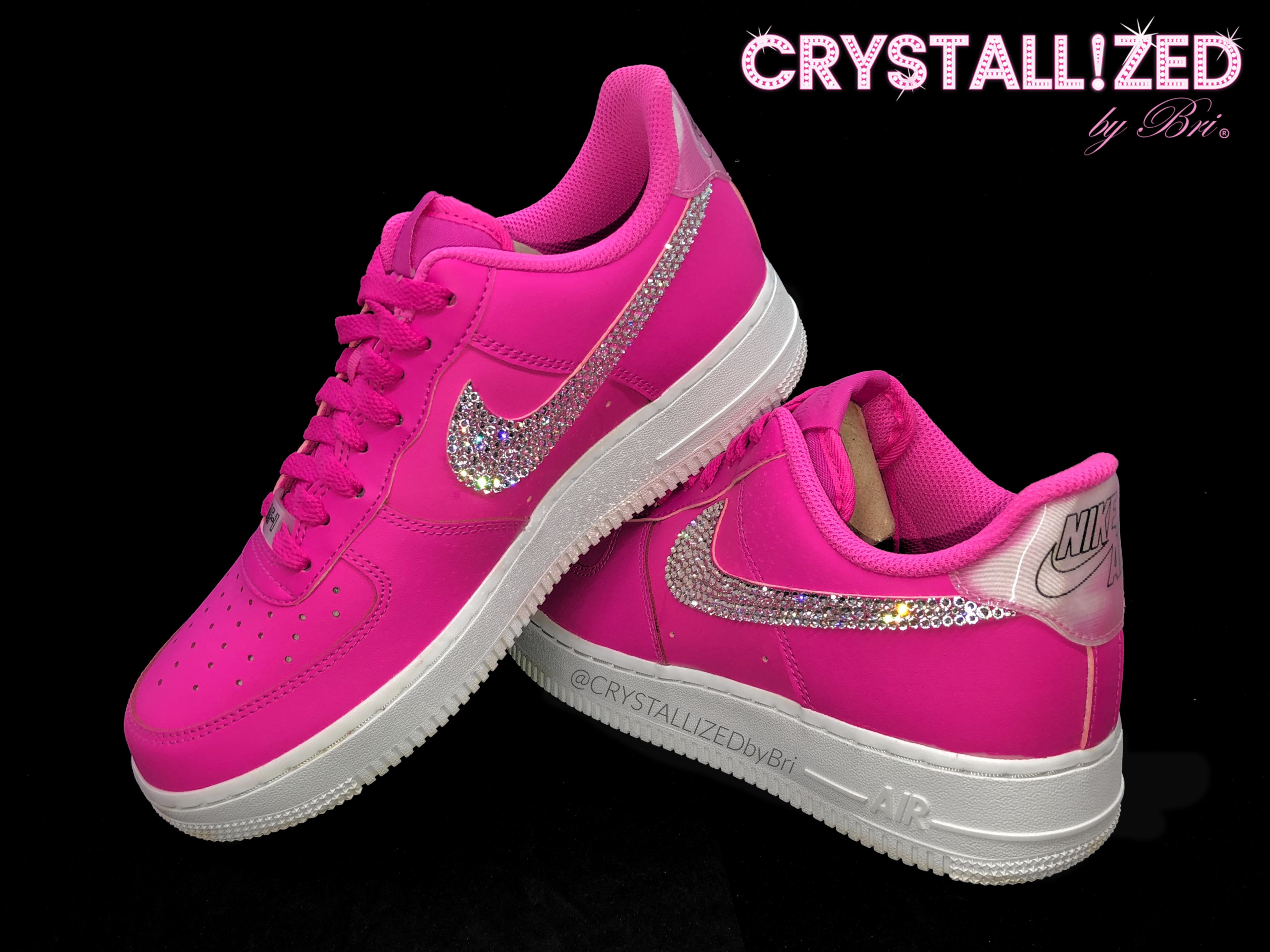 Hand Made Nike Crystallized Air Force 1 Women's Sneakers Bling Genuine European Bedazzled Pink, made to order CRYSTALL!ZED by Bri, LLC | CustomMade.com