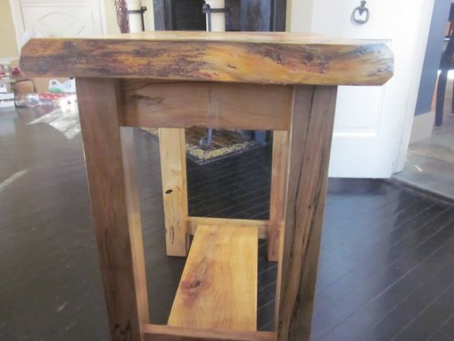 Custom Made Spalted Curly Maple Side Table With Live Edge Pine