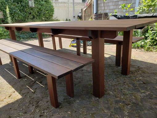 Custom Made Outdoor Dining Table And Benches