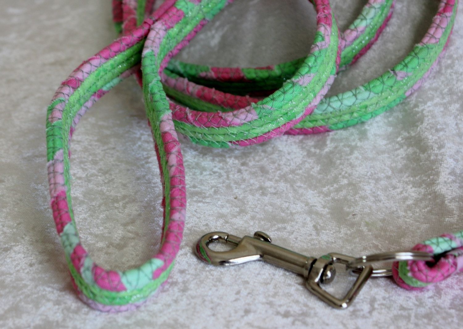 Handmade Free Shipping Dog Leash. Fabric Wrapped Clothesline. Medium