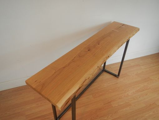 Custom Made Live Edge Cherry And Steel Mid Century Modern Console Table