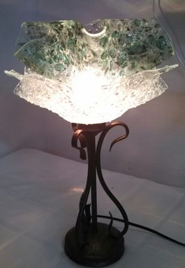 Custom Made Fused Glass Textured Double Shade Table Lamp